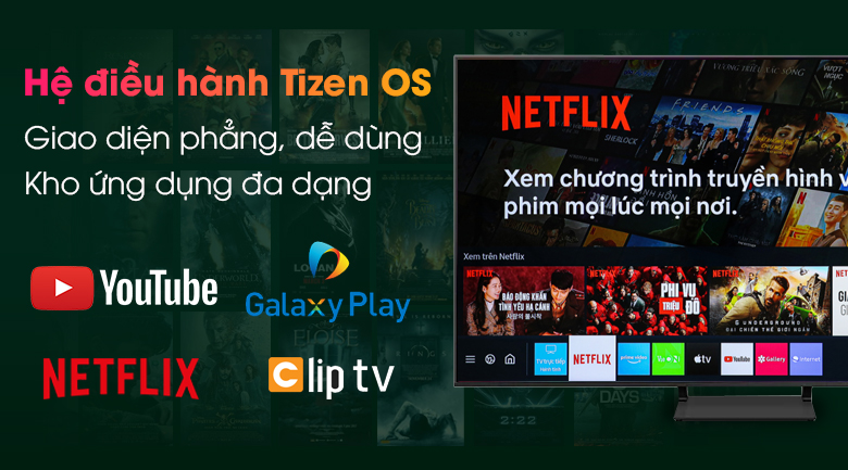 Smart Tivi QLED 4K 65 inch Samsung QA65Q65A - Hệ điều hành Tizen OS