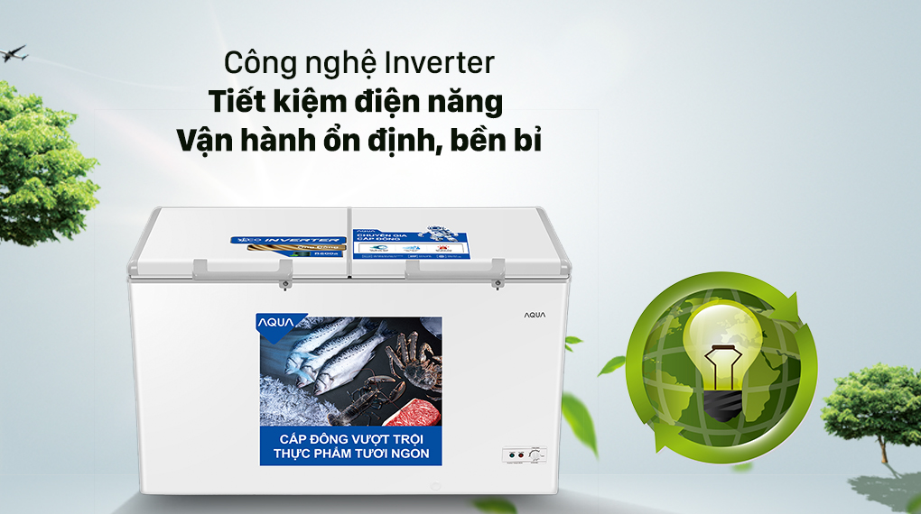 Tủ đông AQUA Inverter 319 lít AQF-C4201E - Công nghệ Inverter tiết kiện điện, vận hành êm 