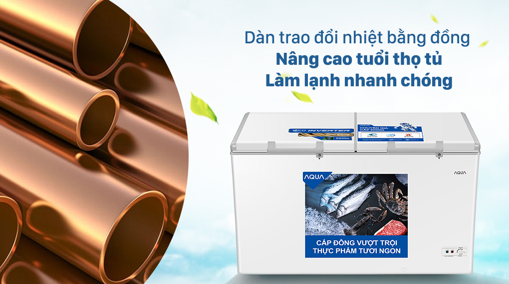 Tủ đông AQUA Inverter 319 lít AQF-C4201E - Dàn trao đổi nhiệt bằng đồng
