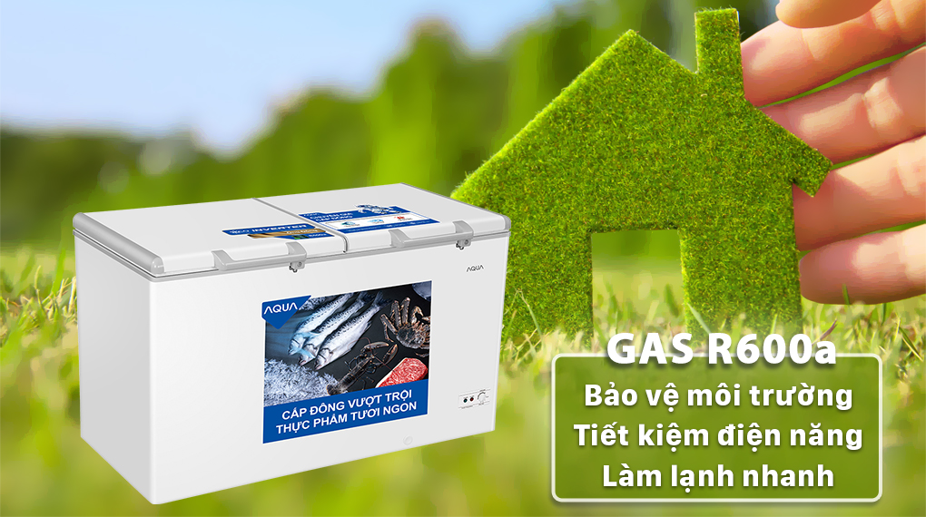 Tủ đông AQUA Inverter 319 lít AQF-C4201E - Gas R600a tăng hiệu suất làm lạnh
