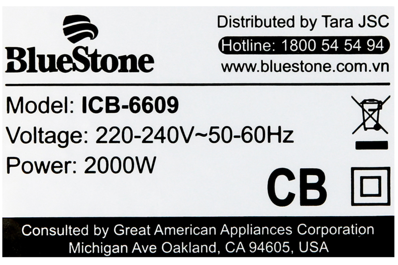 Công suất - Bếp từ Bluestone ICB-6609