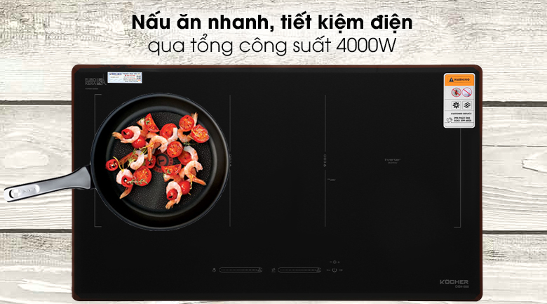 Bếp từ đôi Kocher DIB4-888 - Rút ngắn thời gian nấu với tổng công suất lớn 4000W