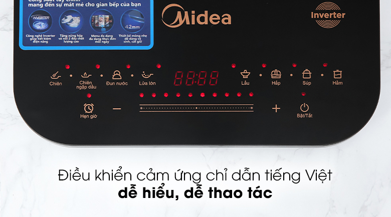 Bếp từ Midea MI-T2121DA - Điều khiển cảm ứng với thanh trượt thông minh
