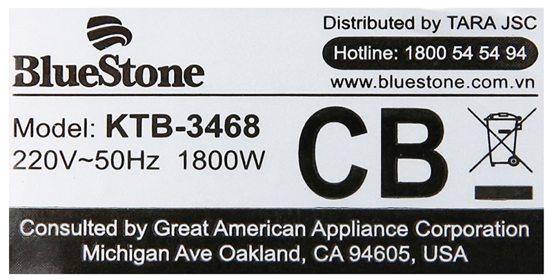 Đun nhanh - Bình đun siêu tốc Bluestone KTB 3468 1.7 lít