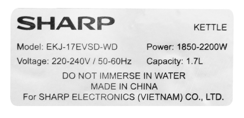 Công suất - Bình đun siêu tốc Sharp 1.7 lít EKJ-17EVSD-WD
