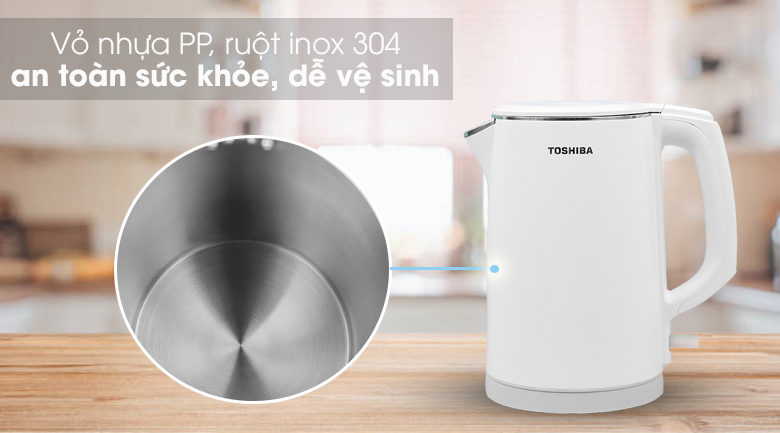 Bình đun siêu tốc Toshiba 1.5 lít KT-15DS1PV - Sử dụng bền bỉ, an toàn cho sức khỏe