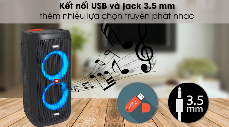 Loa Bluetooth JBL Partybox 100 Đen - Hỗ trợ kết nối
