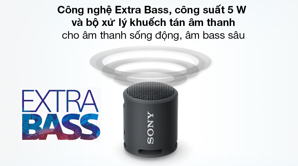 Loa Bluetooth Sony SRS-XB13 - Tận hưởng âm thanh phong phú, âm trầm đầy uy lực cùng công nghệ Extra Bass, bộ xử lý khuếch tán âm thanh, công suất 5 W