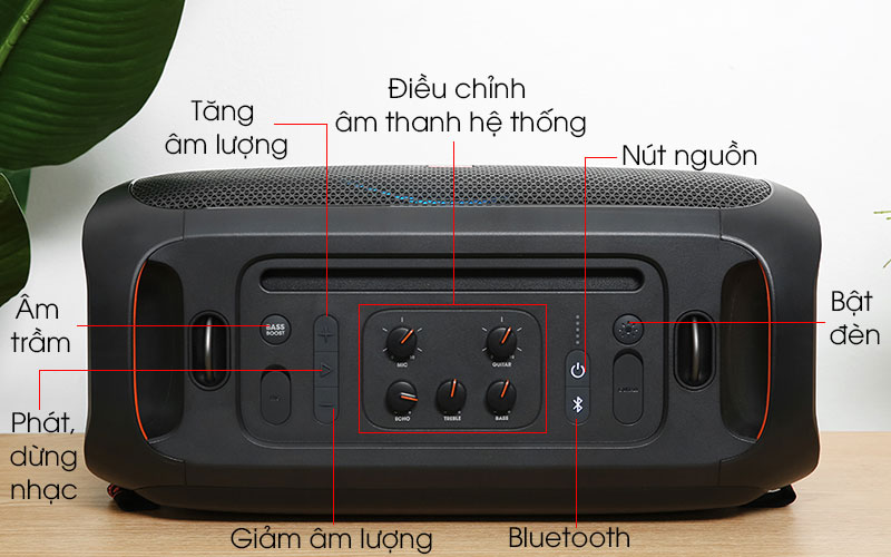 Loa JBL Partybox On The Go - Bảng điều khiển
