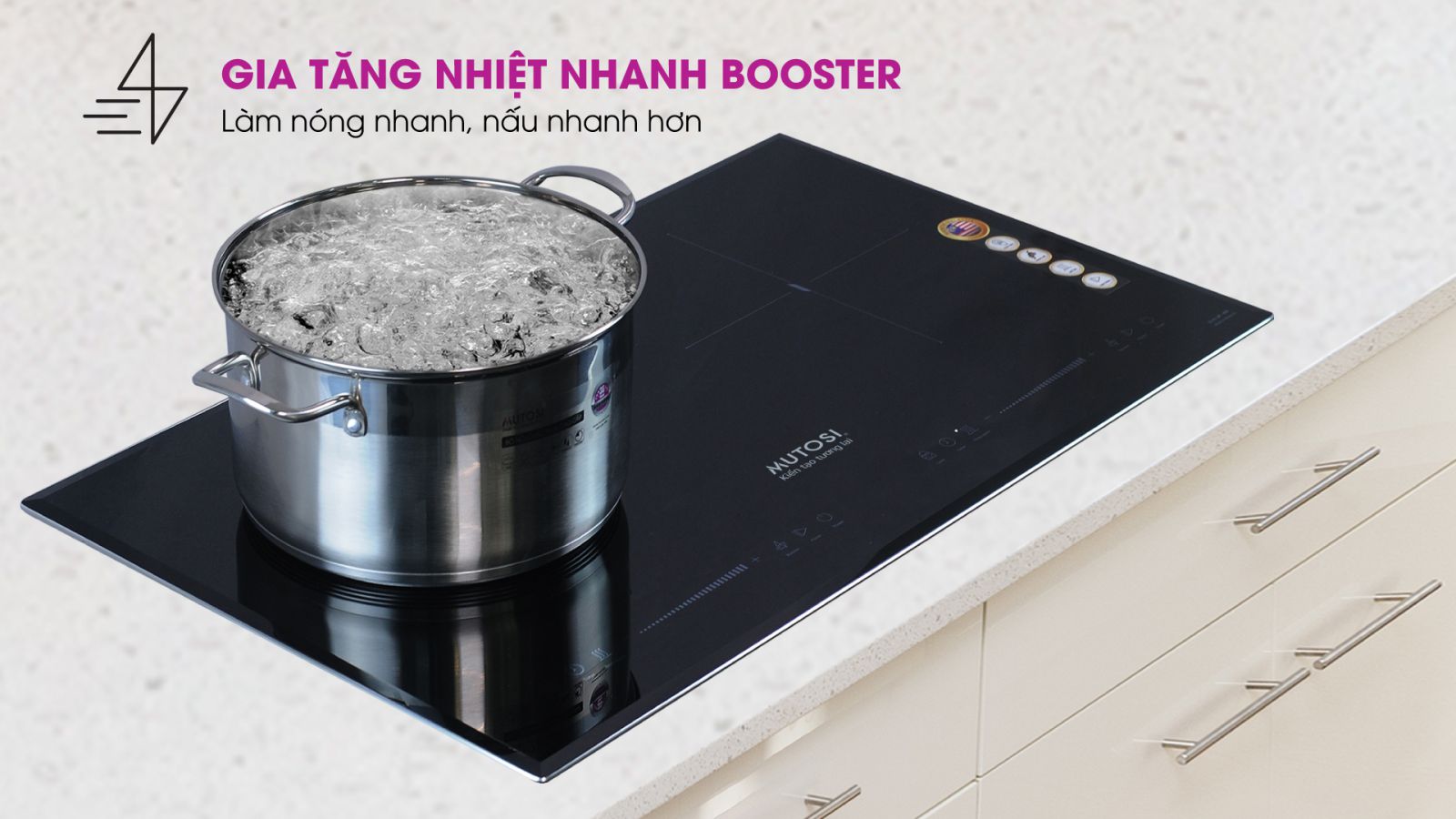 Bếp từ 2 vùng nấu Mutosi MI-95D gia nhiệt nhanh