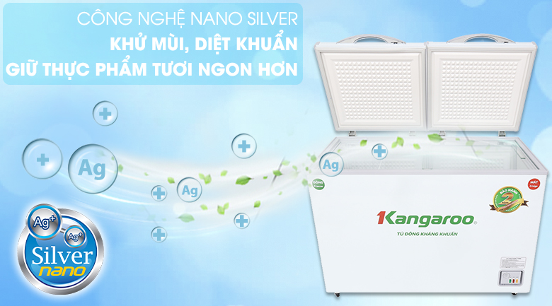 Tủ đông Kangaroo 252 lít KG 400NC2 - Kháng khuẩn cao với công nghệ Nano silver 