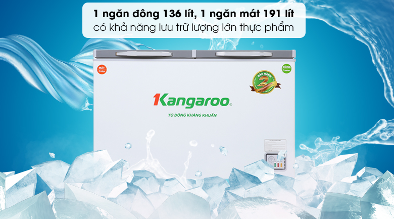 Tủ đông Kangaroo 327 lít KG498KX2 - ngăn lạnh và ngăn đông