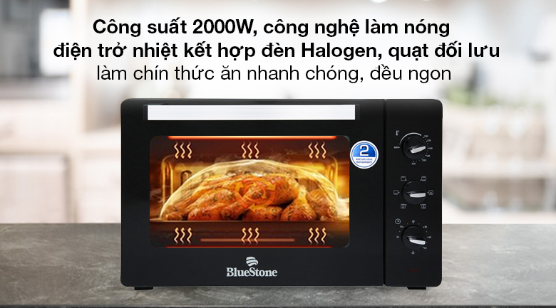 Lò nướng Bluestone EOB-7588 42 lít - Công suất 2000W, làm chín thức ăn nhanh chóng, giảm hao phí điện năng tối đa