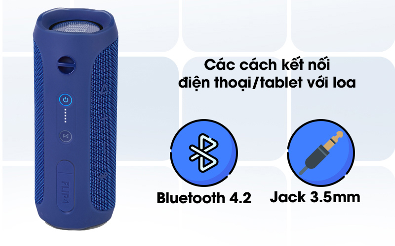 Loa Bluetooth JBL FLIP4BLU có thể kết nối với điện thoại qua jack cắm 3.5mm