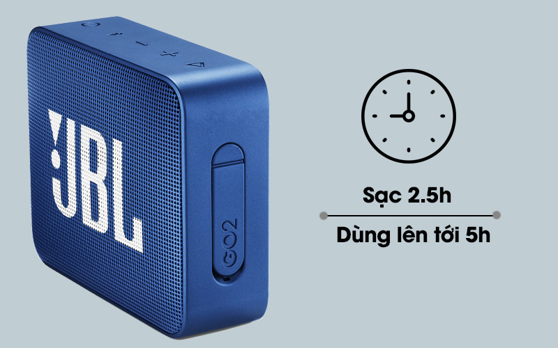 Loa Bluetooth JBL GO2BLK có thời lượng pin lên đến 5 giờ