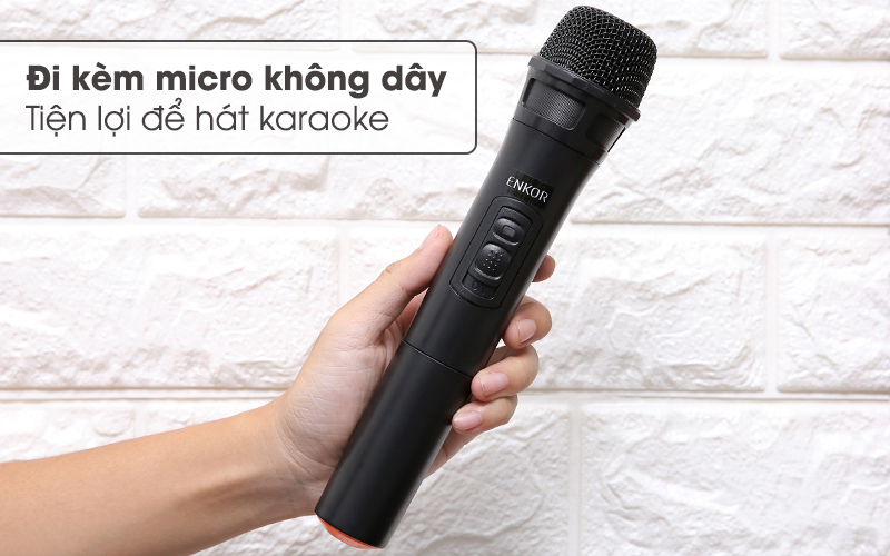Kèm theo micro không dây hát karaoke - Loa Kéo Bluetooth Enkor L1218K Đen