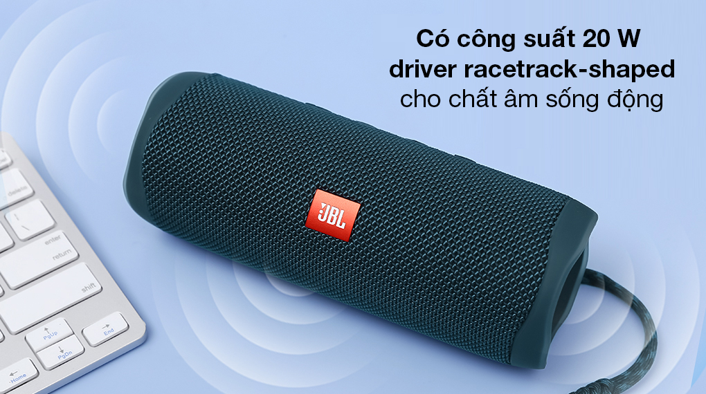 Loa Bluetooth JBL Flip 5 - Những sắc âm sống động đến từ driver racetrack-shaped, công suất 20 W