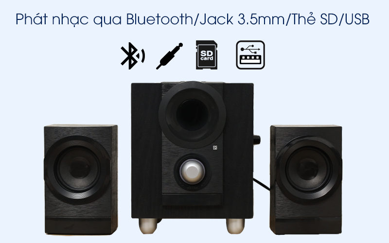 Loa vi tính 2.1 Enkor E700 đen có khả năng phát nhạc qua Bluetooth