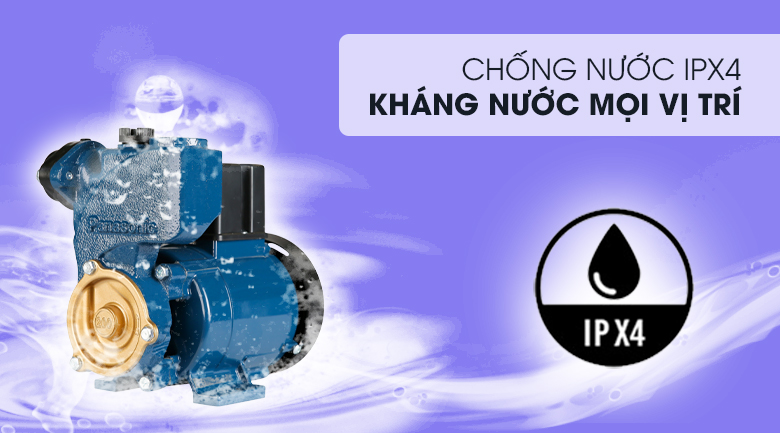 Máy bơm nước đẩy cao Panasonic GP-200JXK-NV5 200W - An toàn, độ bền cao với với chuẩn chống nước IPX4