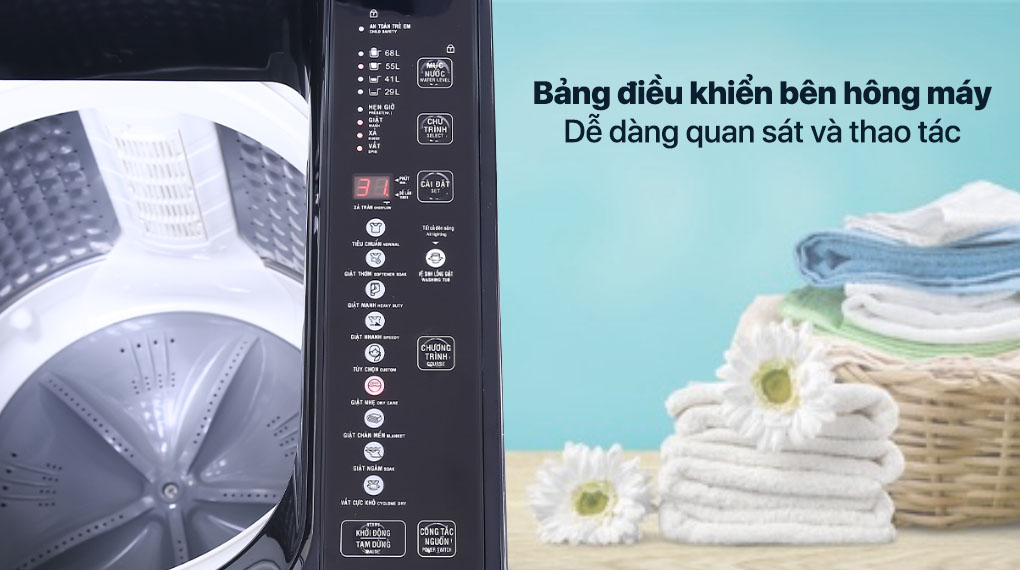 Máy giặt Aqua 10 KG AQW-F100GT.BK - Bảng điều khiển phía sau