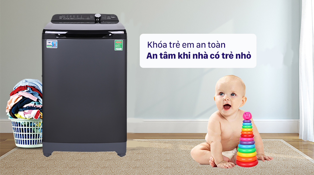 Máy giặt Aqua 10.5 KG AQW-FR105GT BK - Tính năng khóa trẻ em an toàn