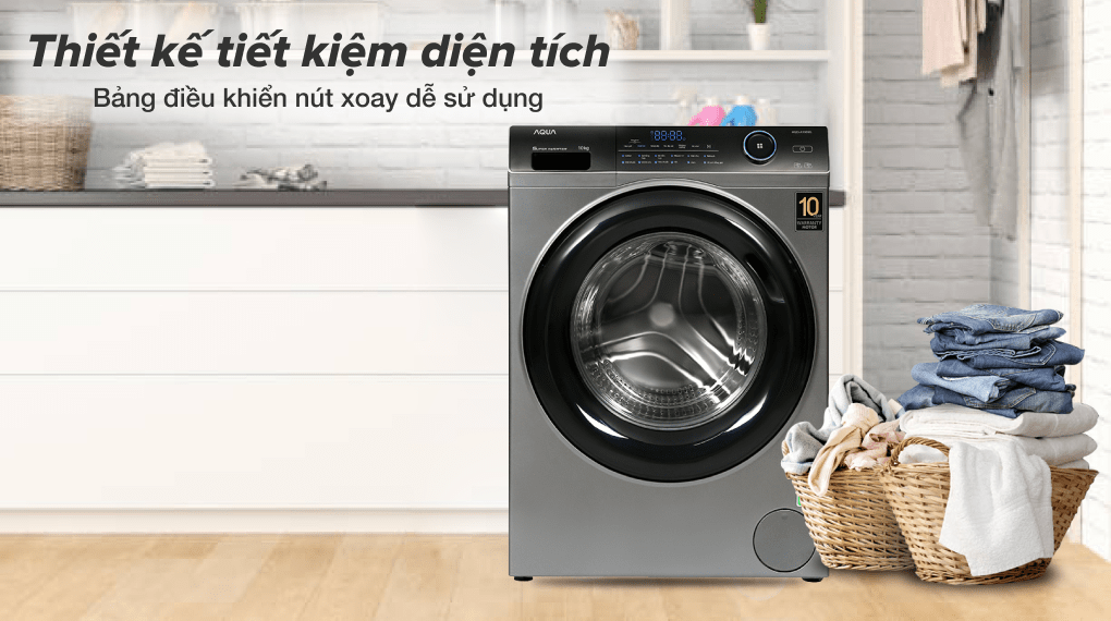 Máy giặt Aqua Inverter 10 KG AQD-A1000G S - Thiết kế tiết kiệm diện tích 