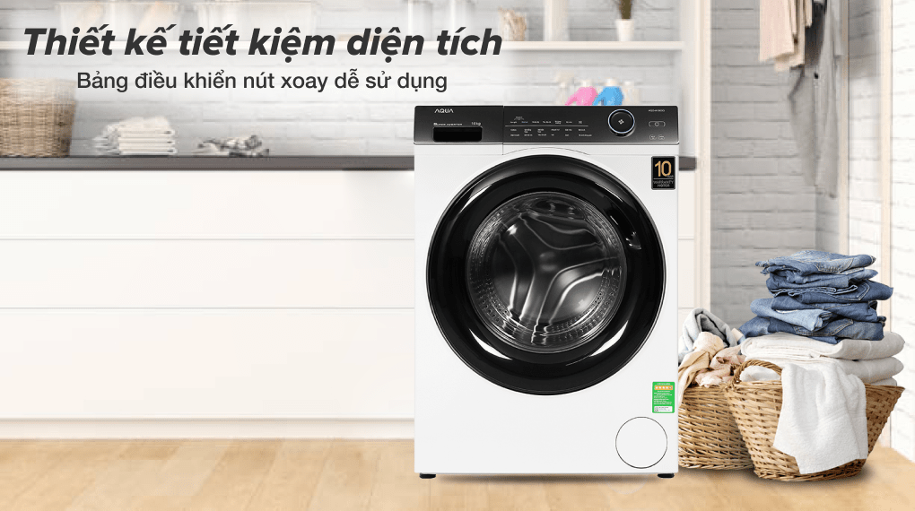 Máy giặt Aqua Inverter 10 KG AQD-A1000G W - Thiết kế tiết kiệm diện tích