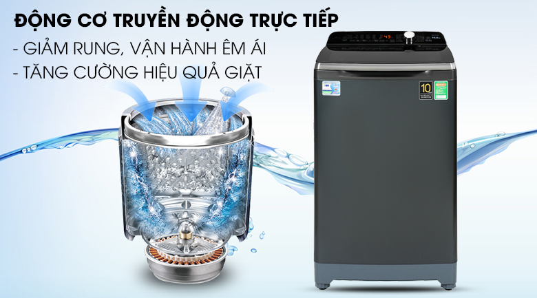 Máy giặt Aqua Inverter 10.5 KG AQW-DR105FT BK - Truyền động trực tiếp