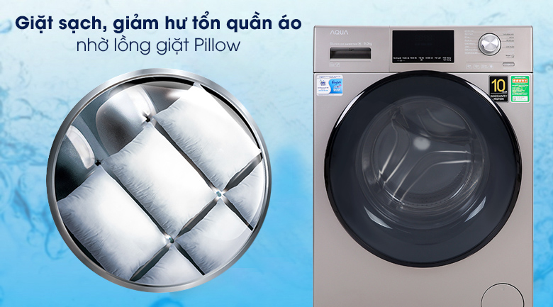 Máy giặt AQUA AQD-DD900F N với lồng giặt dạng gối Pillow