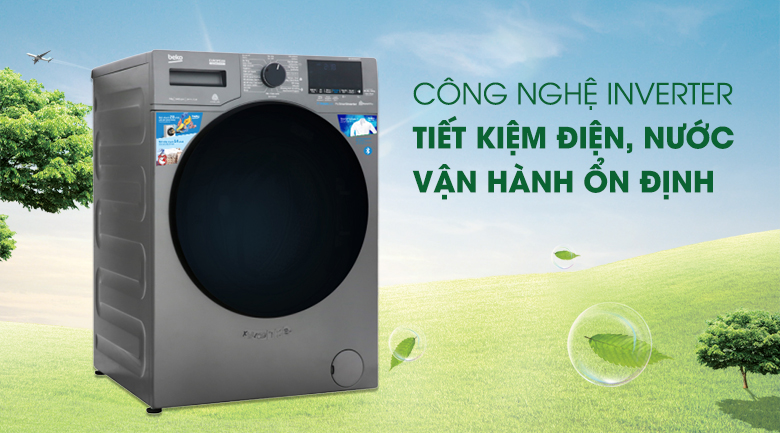 Máy giặt Beko Inverter 9 kg WCV9749XMST-Tiết kiệm điện, nước hiệu quả với công nghệ Inverter