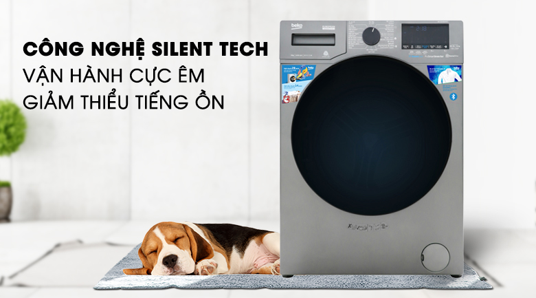 Máy giặt Beko Inverter 9 kg WCV9749XMST - Hoạt động êm ái với công nghệ Silent Tech