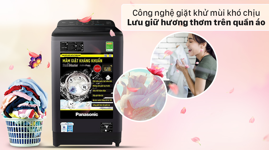 Máy giặt Panasonic 10 Kg NA-F100A9BRV - Giữ hương thơm bền lâu trên quần áo nhờ chế độ giặt khử mùi khó chịu