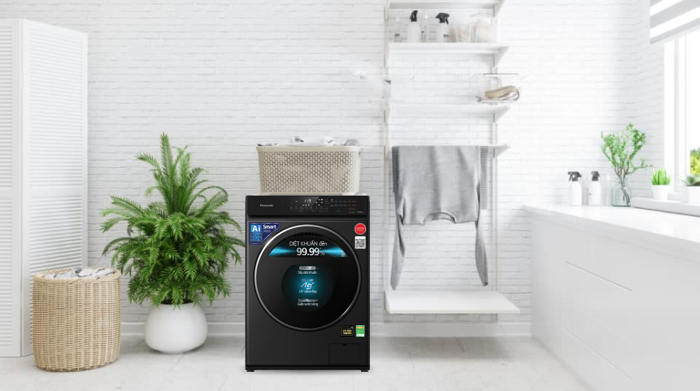 Máy giặt sấy Panasonic Inverter 10.5kg NA-V105FR1BV - Thiết kế sắc đen thời thượng