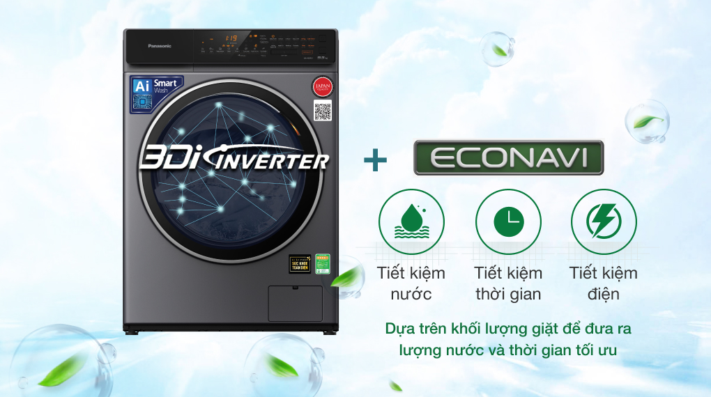 Máy giặt sấy Panasonic Inverter 9.5 Kg NA-V95FC1LVT - Công nghệ tiết kiệm điện