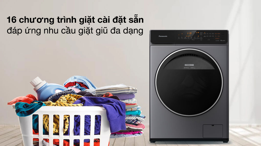 16 chương trình giặt - Máy giặt sấy Panasonic Inverter 9 kg kg NA-S96FC1LVT 