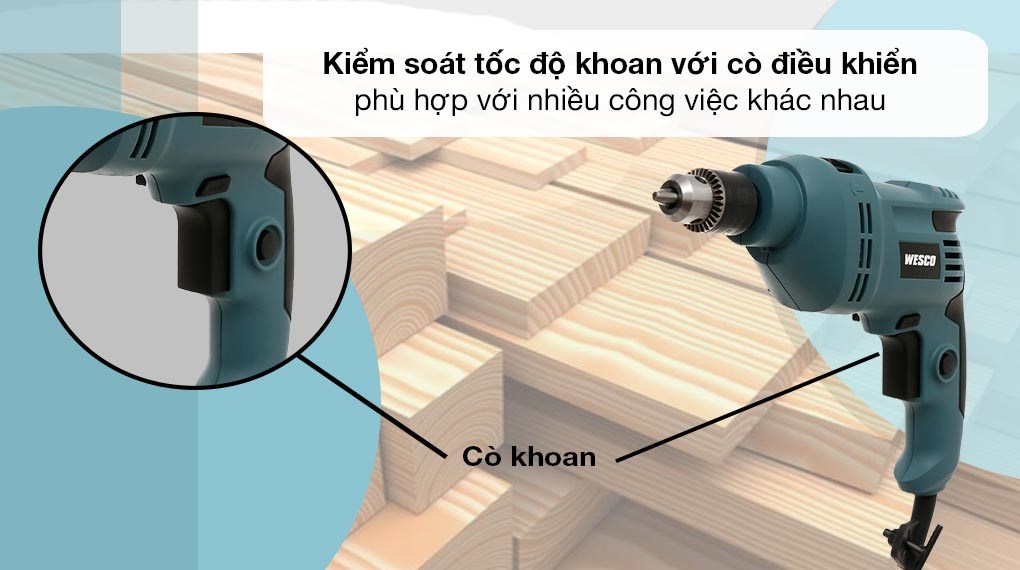 Máy khoan động lực điện Wesco WS3173 550W - Nút khóa cò