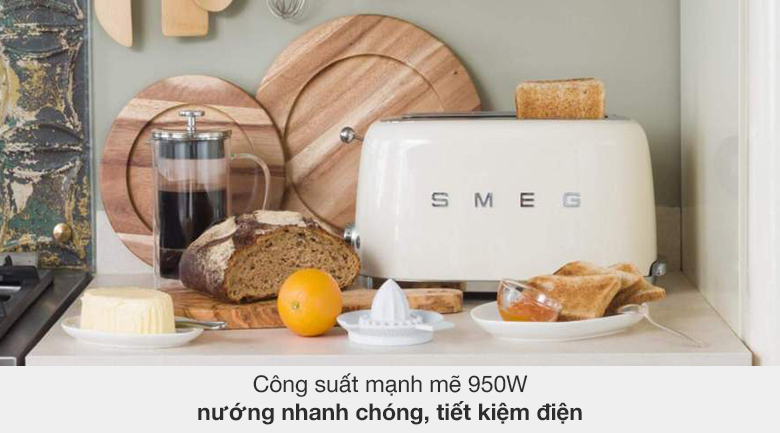 Máy nướng bánh mì Smeg TSF01CREU (535.43.665) - Công suất 950W