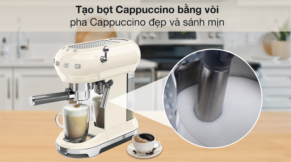 Máy pha cà phê Smeg ECF01CREU (535.43.655) - Vòi tạo bọt Cappuccino
