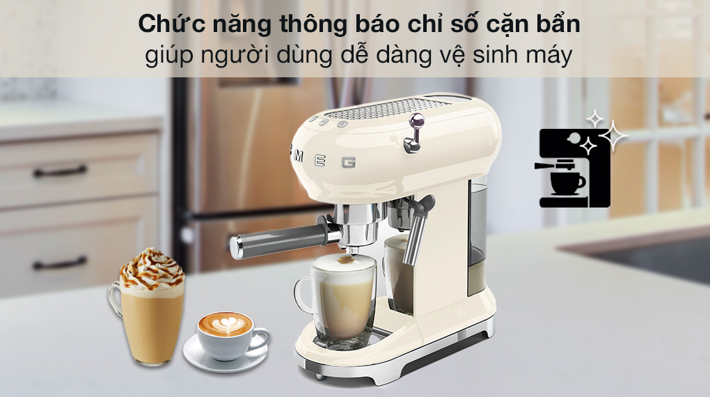 Máy pha cà phê Smeg ECF01CREU (535.43.655) - Chức năng thông báo chỉ số cặn bẩn