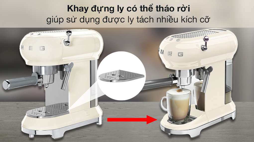 Máy pha cà phê Smeg ECF01CREU (535.43.655) - Khay đựng ly
