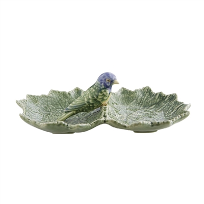 Bordallo - Leaves - Đĩa Lá Đôi (Sẻ Xanh) - 22cm