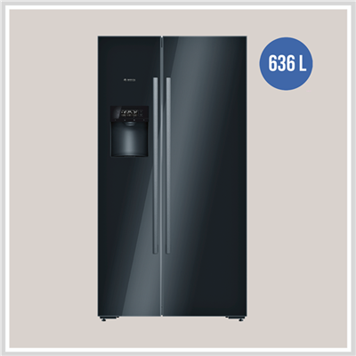 Tủ lạnh Bosch HMH.KAD92SB30  | Tủ lạnh Side by side 636L, lấy đá ngoài, cấp nước trực tiếp, mặt kính đen, Series 8