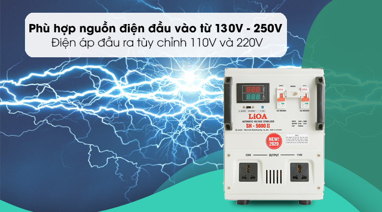 Ổn áp LiOA 1 pha 5kVA SH-5000II - Công suất 130V đến 250V