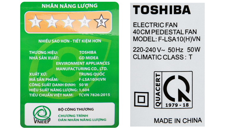 Tiết kiệm điện - Quạt đứng Toshiba F-LSA10(H)VN Xám