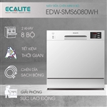 Máy rửa chén 8 bộ màu trắng Ecalite EDW-SMS6080WH