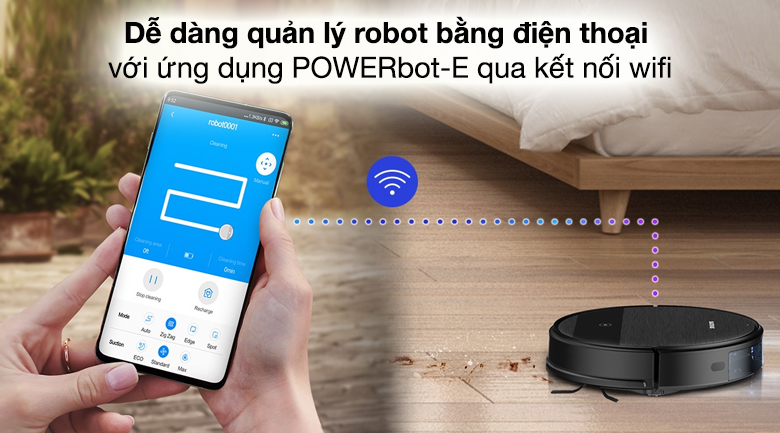 Robot hút bụi Samsung VR05R5050WK/SV - Quản lý robot dễ dàng bằng điện thoại với ứng dụng POWERbot-E qua kết nối wifi