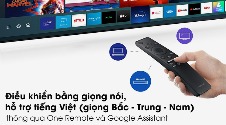 One Remote và Google Assistant - Tivi QLED Samsung QA43Q60T