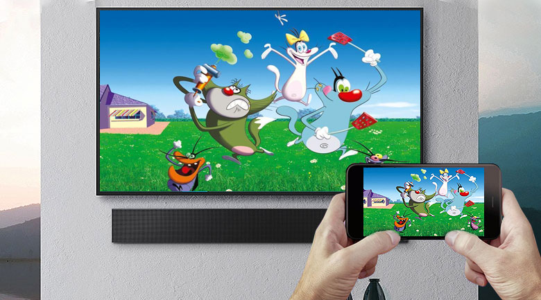 Smart Tivi The Terrace QLED Samsung 4K 75 inch QA75LST7T - Chiếu màn hình lên tivi