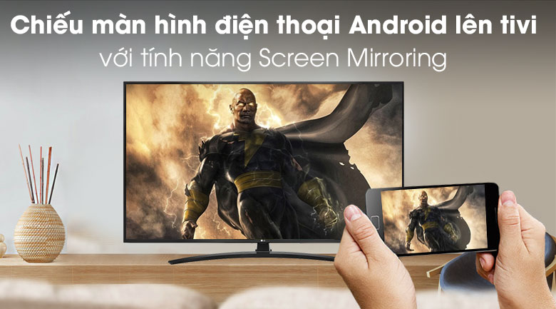 Smart Tivi QLED Samsung 4K 55 inch QA55Q60T - Chiếu màn hình điện thoại Andriod lên tivi bằng screen mirroring