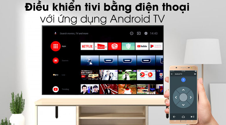 Tivi Sony 4K 43 inch KD-43X8500H/S - Điều khiển tivi bằng điện thoại qua ứng dụng Android TV